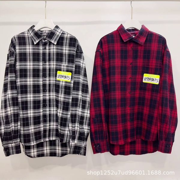 

2023ss fashion brand vetements oversized casual plaid shirt loose women's shirt fashionable casual shirts, White;black