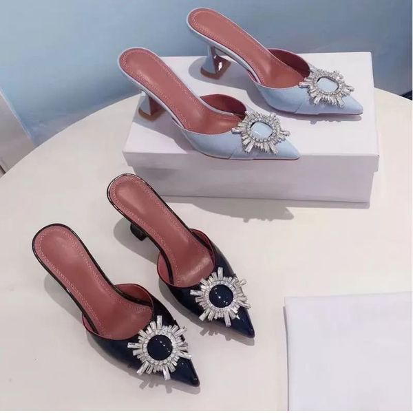 

womens slippers slides woman shoe sandals bar shoes designer satin fashion thick heel heels beach lazy metal high heel ballroom large size 3, Black