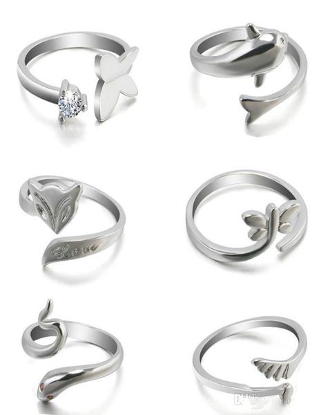 

the new fashion cute animal dolphin ring opening minimalist temperament fox ring wings2816439, Silver
