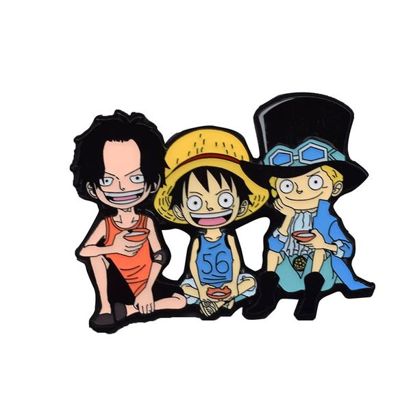 

one piece brothers brooch cute anime movies games hard enamel pins collect cartoon brooch backpack hat bag collar lapel badges, Blue