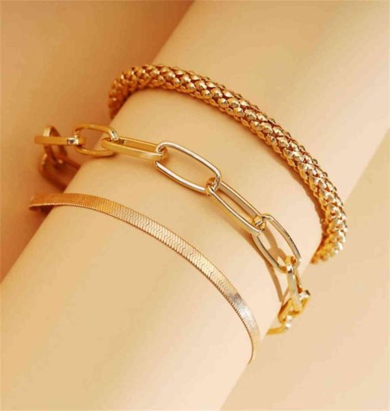 

q2d24713pcs/set bone chain multi-layer bracelet creative retro personality metal1484739, Black
