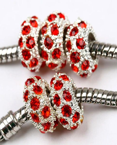 

wholesale red crystal rhinestone loose european charm beads for bracelet, rhinestone spacer beads, price5812992, Black
