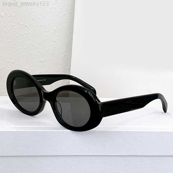 

sale acetate girl oval black sunglasses for women vintage party aesthetic fashion brand designer summer cl40194u sun glasses, White;black