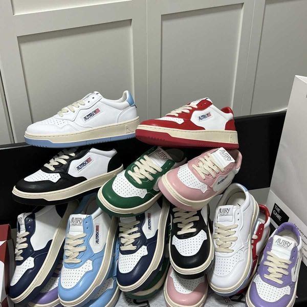 

autries board shoes men's sports small white shoes women's black and white combination red casual shoes korean version ins middle