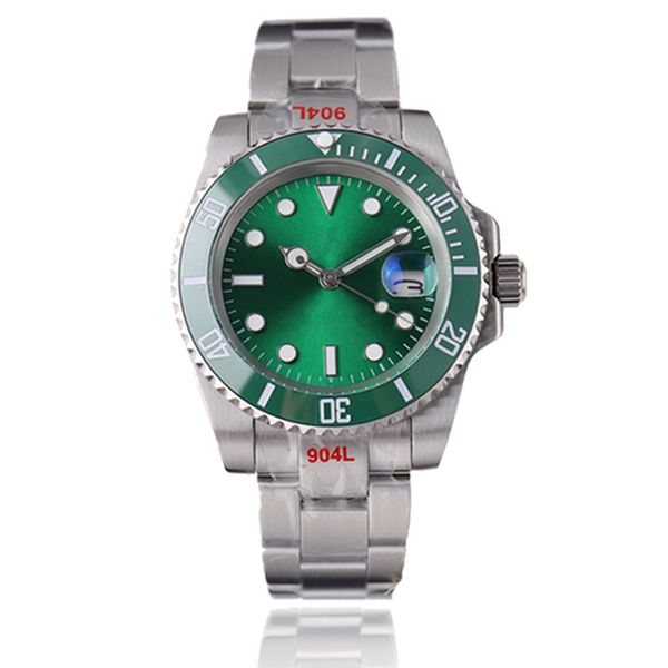 

green watch mens mechanical ceramic luxury watches automatic 40mm stainless steel band folding buckle sapphire super luminous montre de luxe, Slivery;brown