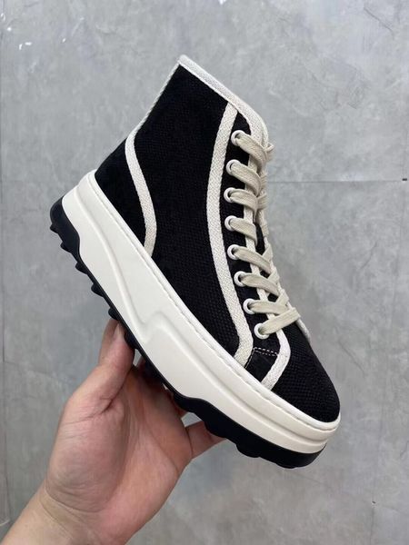

women's lace up ski boots designer non slip rubber metal button women's thick sole canvas shoes 35-41, Black
