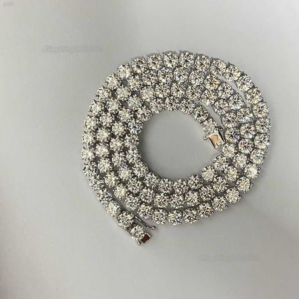 

hq gems 20 inch 5mm silver moissanite tennis chain 5mm men pip hop necklace