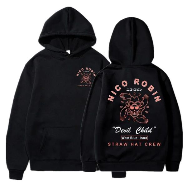 

anime one piece nico robin hoodies cozy pullovers, Black