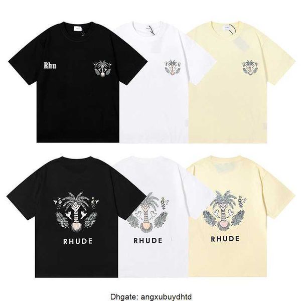 

men t shirt rhude shirt women mens t shirts 2023 designer tshirt print streetwear outdoor fashion shirts short sleeve casual loose shirt bre, White;black