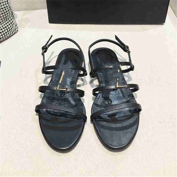 

summer popular women sandals 2023 channel luxury brand business dress wedding party leather high heels casual flat slipper 015-02, Black