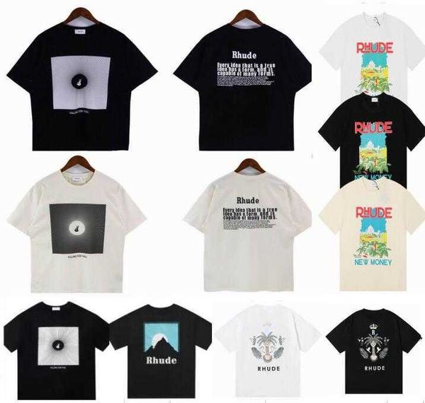 

men's t-shirts 2023 designer shirts summer mens womens rhudes designers for men letter polos embroidery tshirts clothing short sleeved, White;black