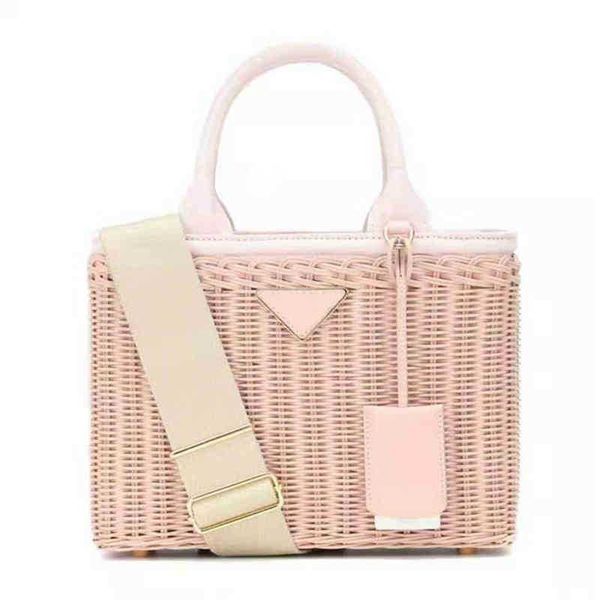 

pbag triangle logo evening bags shoulder beach style rattan woven bag fashion hand women's seaside holiday 220301