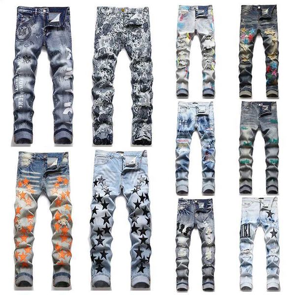 

designer mens jeans mensh ighs treetp urplej eansf orm ense mbroideryp antsw omenso versizer ippedp atchh oled enims traighta mirisf ashions, Blue