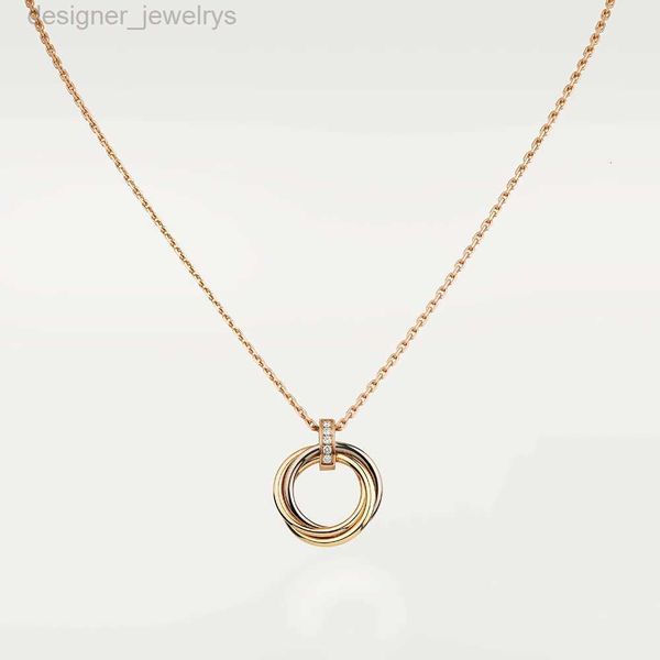 

classic design cubic zirconia triple trinity necklace pendant women girls 316l titanium steel wedding designer jewelry collares collier 18k, Silver