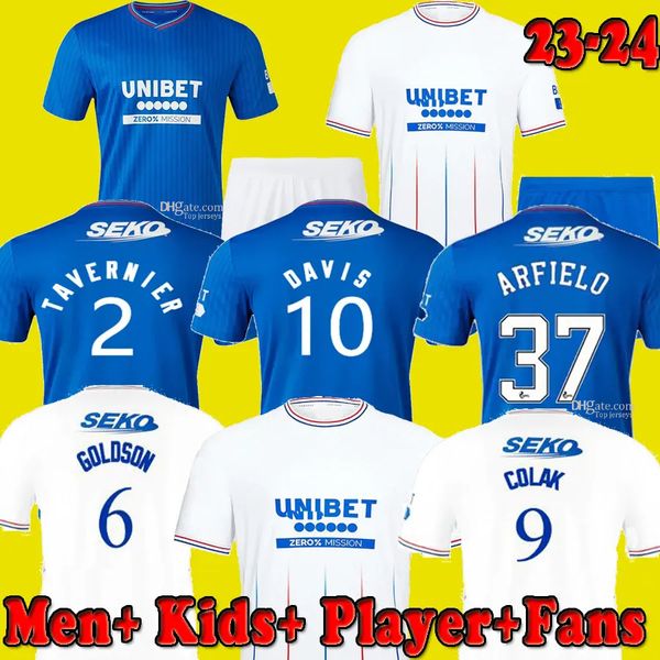 

23 24 rangers soccer jerseys glasgow 2023 2024 home away 150th legendary version defoe barker morelos men kids training fans players footbal, Black;yellow