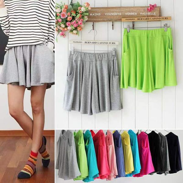

spring/summer korean version new women's modal large swing sun pant skirt wholesale women's loose casual beach shorts, White;black