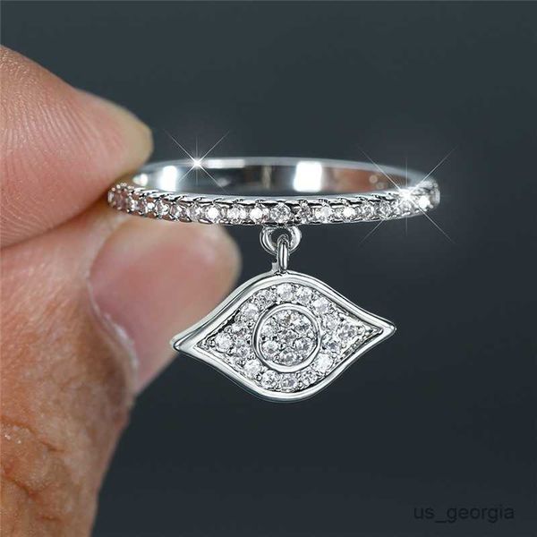 

band rings female luxury white zircon ring hip hop punk large eye pendant ring vintage gold silver color engagement rings for women r230625