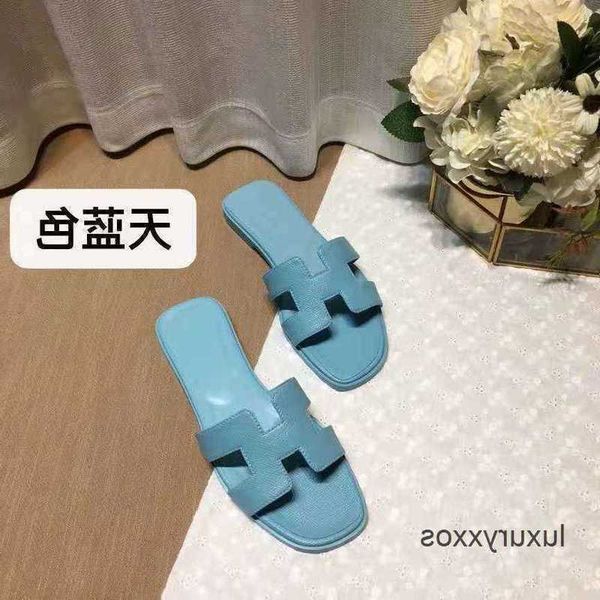 

2023 heel sandal slipper beach spring/summer classic h1 flat orans shoe casual large mesh woman real cowhide cut-out women's sandals 34