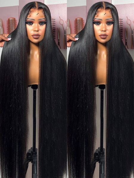 

30inch brazilian 200 density 13x4 13x6 bone straight transparent lace frontal human hair wigs 4x4 front closure wig for women, Black;brown
