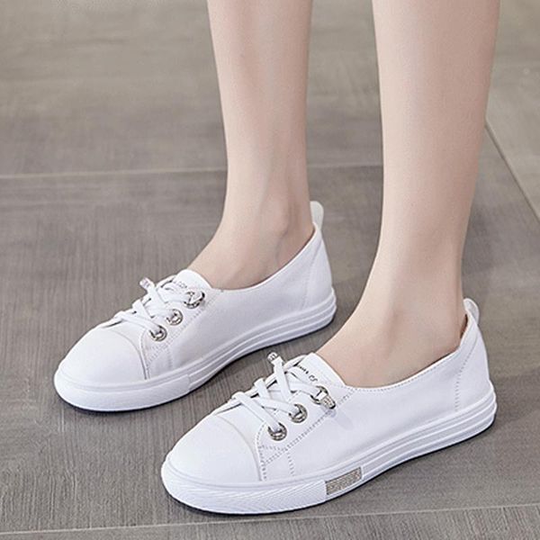 

cameras 2023 genuine leather low platform sneakers women girls cowhide sneakers loafers white flat slip on vulcanized rubber sole shoes