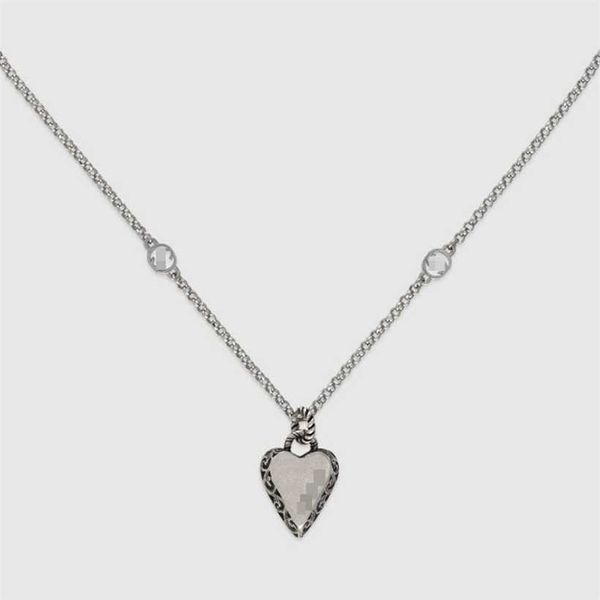 

2023 gujia 925 sterling silver old heart carved necklace g family love pendant pattern collar chain