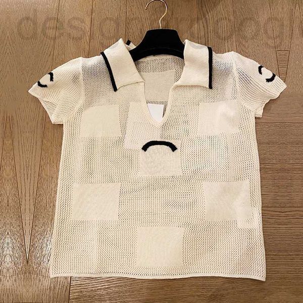 

women's sweaters designer 406 xl 2023 milan runway spring summer brand same style sweater short sleeve lapel neck black white pullover, White;black