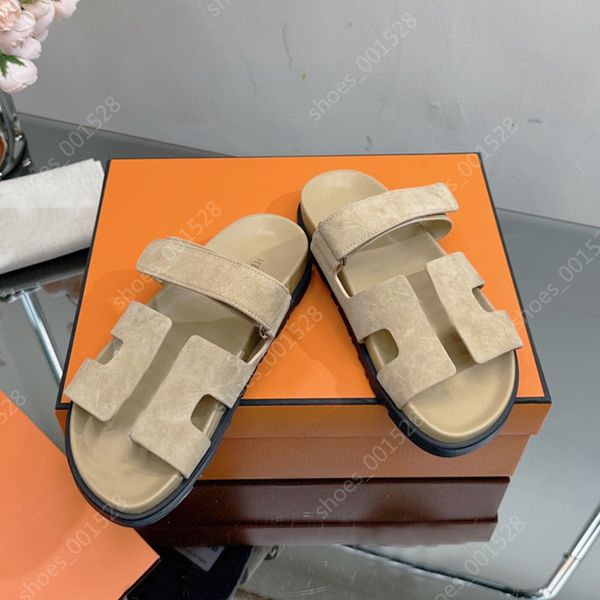 

luxury mens famous h designer chypre slides summer shoe woman man sandal leather sandals demin blue green chypre sandles beige flat slide be, Black