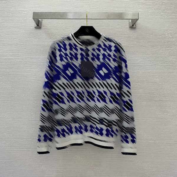 

23ss womens designer clothing women sweater fashion vintage color contrast corrugated check print loose slimming pullover long-sleeved sweat, White;black