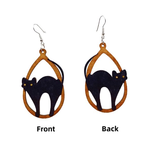 

dangle & chandelier cross-border halloween earrings wooden earrings long double-sided european and american foreign trade explosive jewelry, Silver