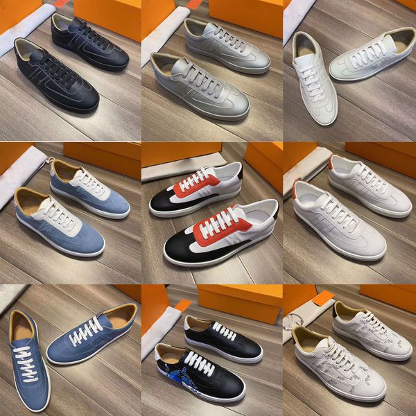 

luxury brand casual shoes designer h high-end low-cut shoes simple leather casual shoes trend contrast sports men's shoes, Black