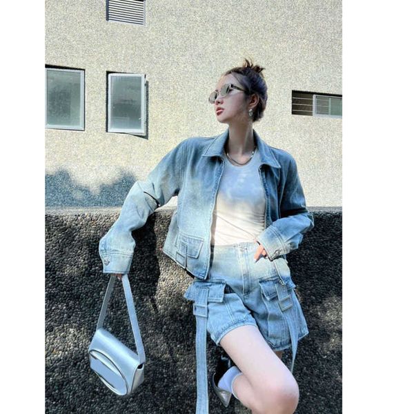 

23ss womens jacket womens designer clothing simple double f hardware long sleeve denim jacket coat women clothes a1, Black;brown