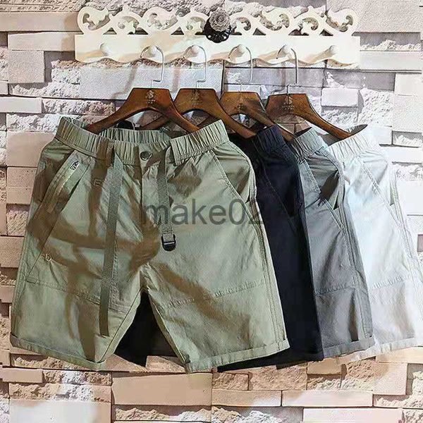

men's shorts ewsfv 2021 summer new arrive mens solid 3colors cropped shorts korean style straight elastic waist pants casual men's, White;black