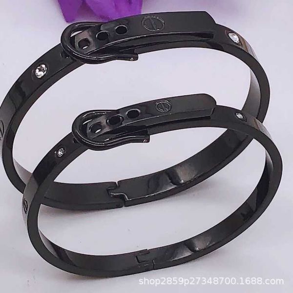 

designer new titanium steel carti bracelet is fashionable simple and adjustable the stainless straight with logo, Black