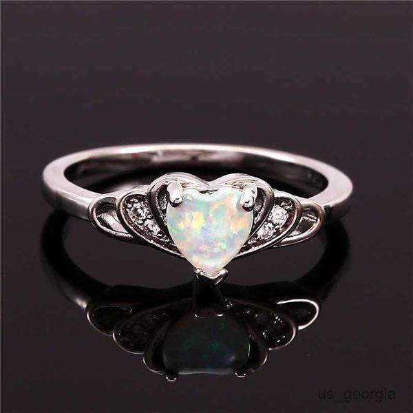

band rings luxury female white fire opal stone ring silver color thin engagement ring charm crystal heart wedding rings for women r230625
