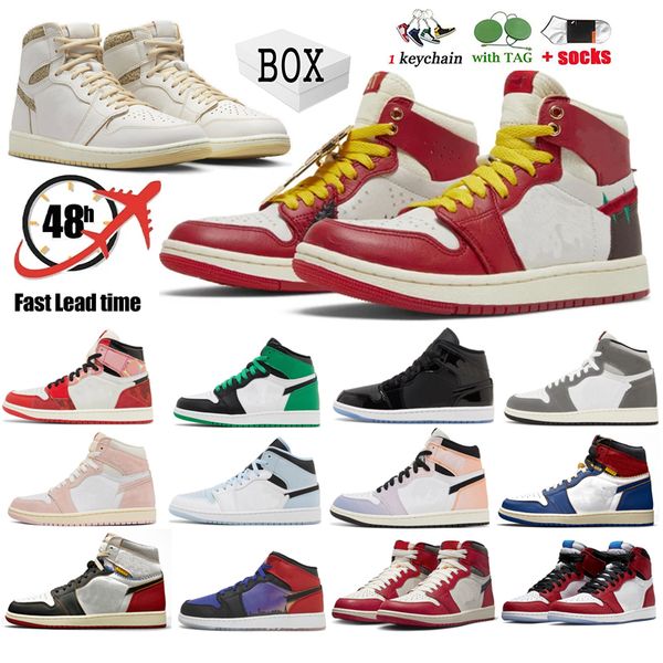 

2023 with box new jumpman 1 basketball shoes next chapter spider verse washed pink 1s lost found patent bred space jam dark mocha women mens