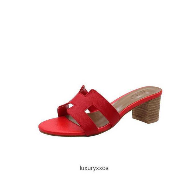 

slippers slide litchi oasis high shoe leather sandal 2023 board orans beach mesh designer heels fashion summer outwear thick w7pn