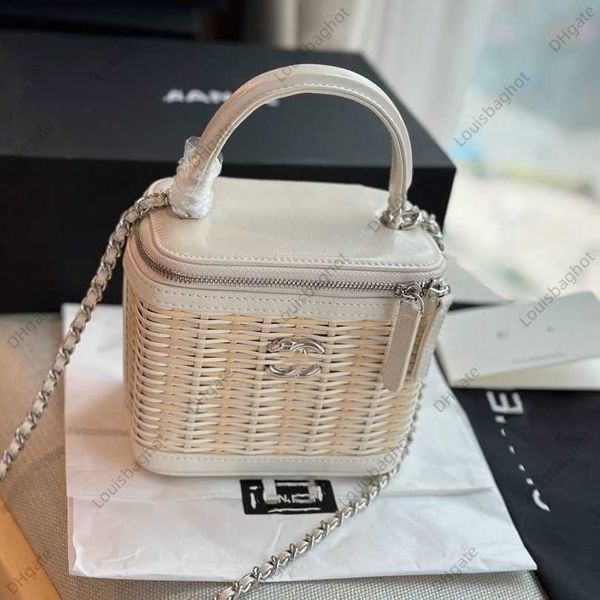 

bag women's bag small fragrant weaving handbag high grade grass woven box bag chain strap single shoulder crossbody bag
