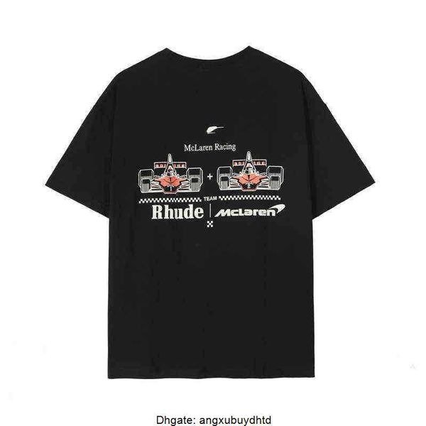 

luxury fashion design t shirts rhude co branded formula f1 racing printed short sleeve t-shirt black s-xl, White;black