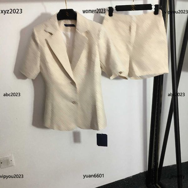

women designer blazer lady suit size s-xl 2pcs gold thread blended embroidery slim fit short sleeve suit and shorts june20, White;black