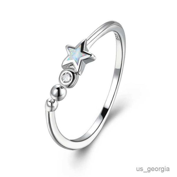 

band rings boho female blue white star opal ring charm silver color thin wedding rings for women cute round crystal engagement ring r230625