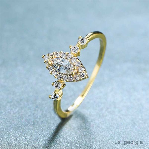 

band rings luxury female white crystal stone ring yellow gold thin wedding rings for women vintage bridal leaf engagement ring r230625, Silver