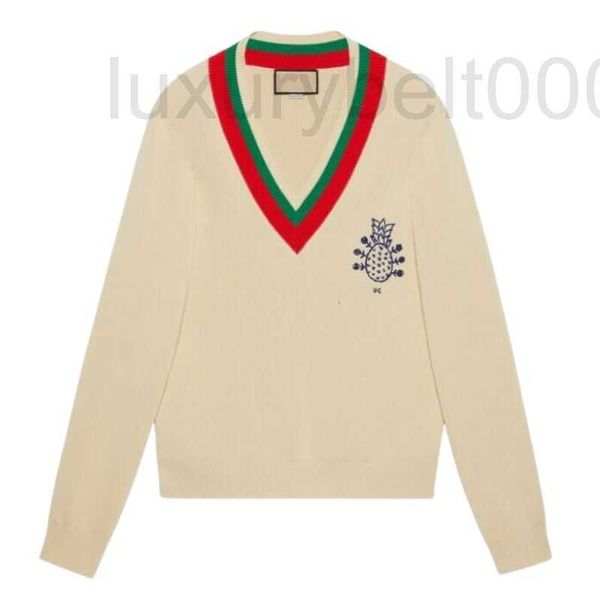 

women wool sweaters knits designer with letters pineapple embroidery girls milan runway tank crop shirt high end long sleeve stretch pullov, White;black