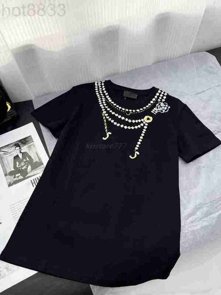 

women's t-shirt designer summer women t shirts cotton tee with chain flora letter pattern girls vintage crop runway short sleeve pullo, White