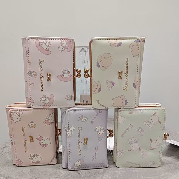

girl cute multi function melody pu purse girl kawaii cinnamoroll design accessories big capactiy bag, White