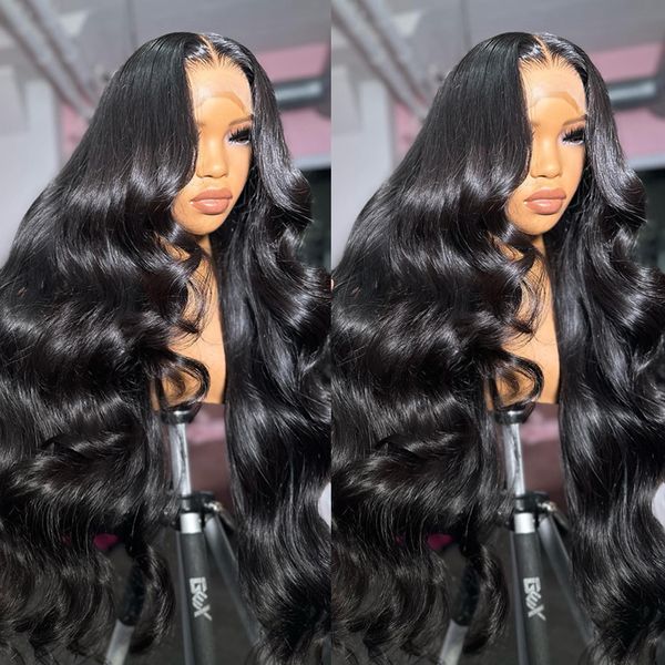 

body wave 13x6 hd lace frontal human hair wigs 30 34 38inch 13x4 human hair lace frontal wigs for women pre plucked glueless, Black;brown