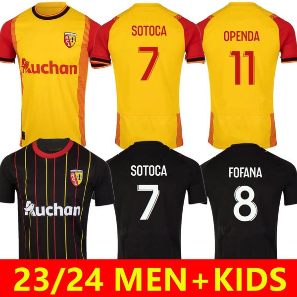 

23 24 fofana rc lens soccer jerseys sainte 2023 2024 maillot de foot home away buksa sotoca medina men kids football shirts, Black;yellow