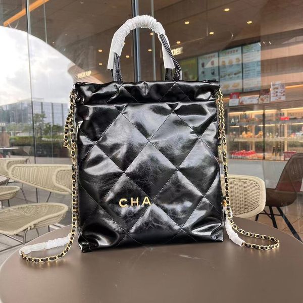 

black backpack style designer shoulder bag cc 23 luxurys double chain school bag large basket fashion flap bags womens chain leather crobody