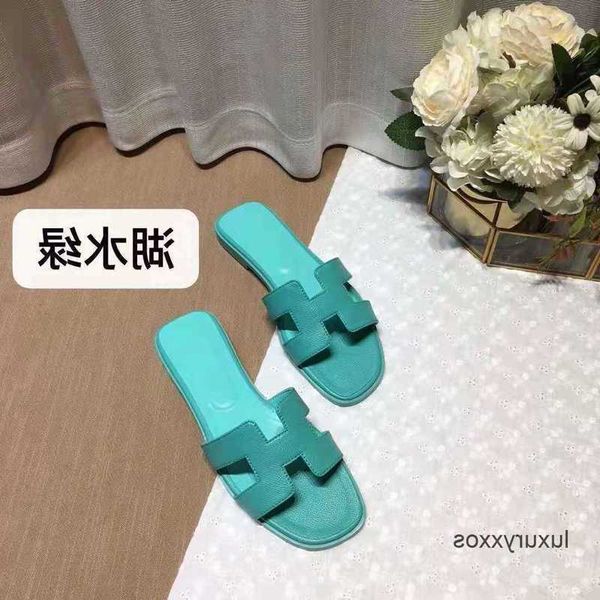 

spring/summer beach orans slipper heel 2023 woman classic h1 sandal flat casual large mesh shoe real cowhide cut-out women's sandals xa