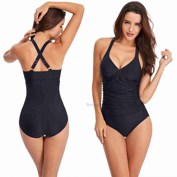 

2023 one-piece swimsuit women's belly covering women nley, White;black