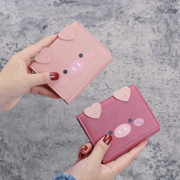 

new short wallet female cartoon piggy cute student three fold wallet fashion female zero wallet